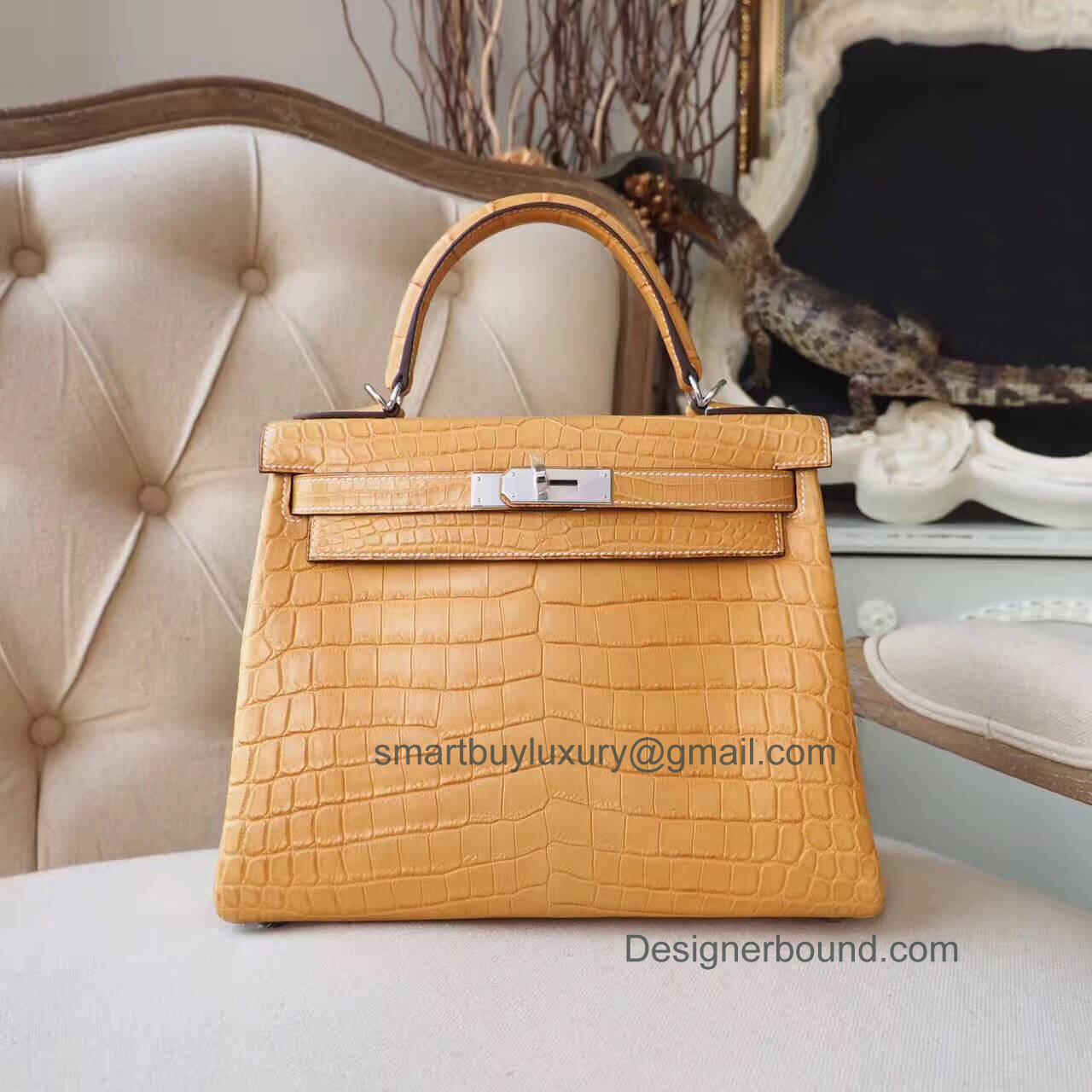 Hermes Kelly 28 Bag in 1a Mais Matte Nile Croc PHW